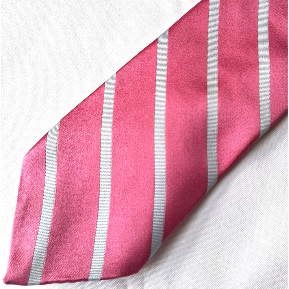 Tommy Hilfiger Pink Striped Silk Neck Tie Classic Pre-Owned